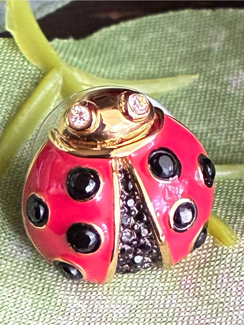 kate spade Red and Black Ladybug Stud Earrings with Gold Accents